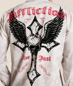 Affliction Gilded Light Stretch Shirt Beige Clearance
