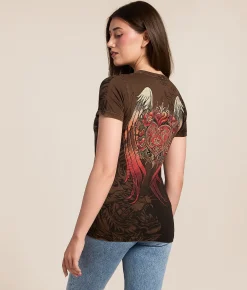 Affliction Gilded Messiah T-Shirt Chocolate Brown Lava Wash Clearance