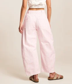 Peach Love California Gingham Barrel Pant Light Pink Best