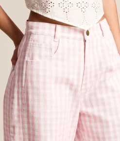 Peach Love California Gingham Barrel Pant Light Pink Best