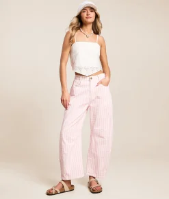 Peach Love California Gingham Barrel Pant Light Pink Best