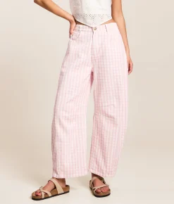 Peach Love California Gingham Barrel Pant Light Pink Best