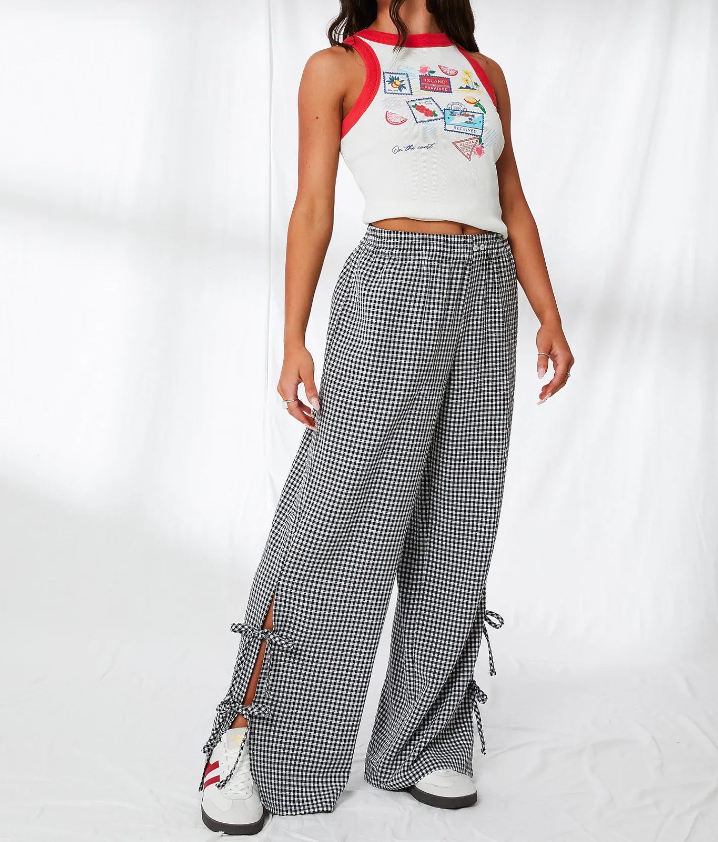Bottoms | 33 Coastal Gingham Pant Black White