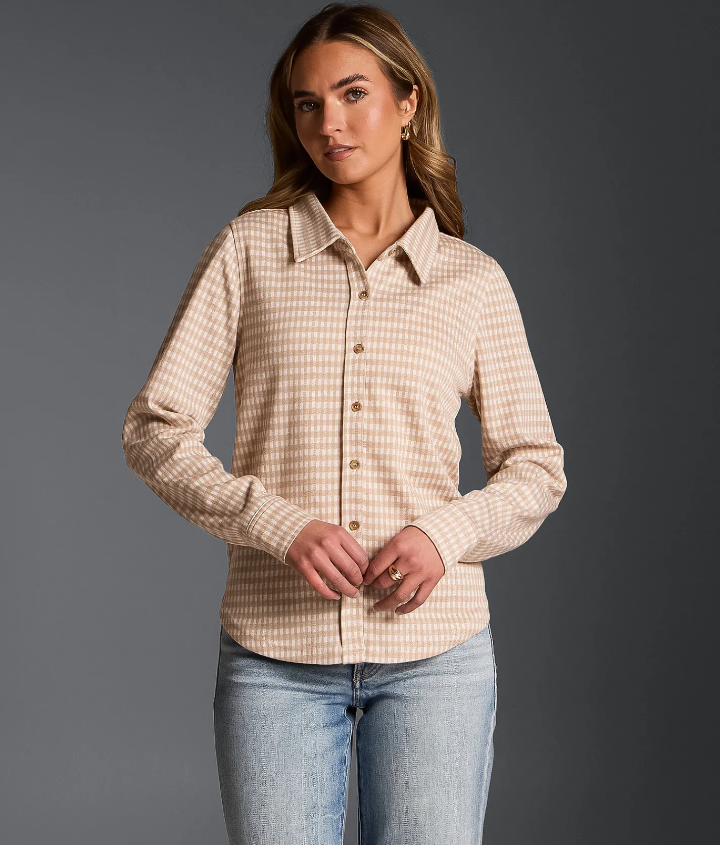 Buckle Black Gingham Shirt Natural Cream Hot