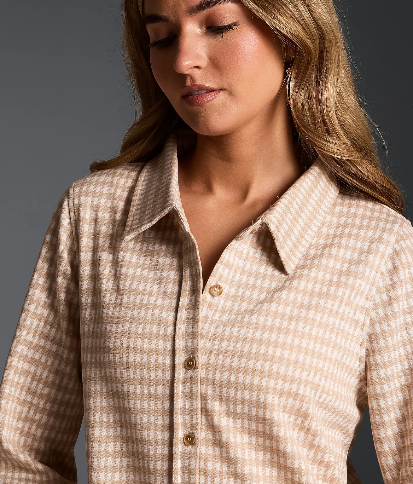 Buckle Black Gingham Shirt Natural Cream Hot