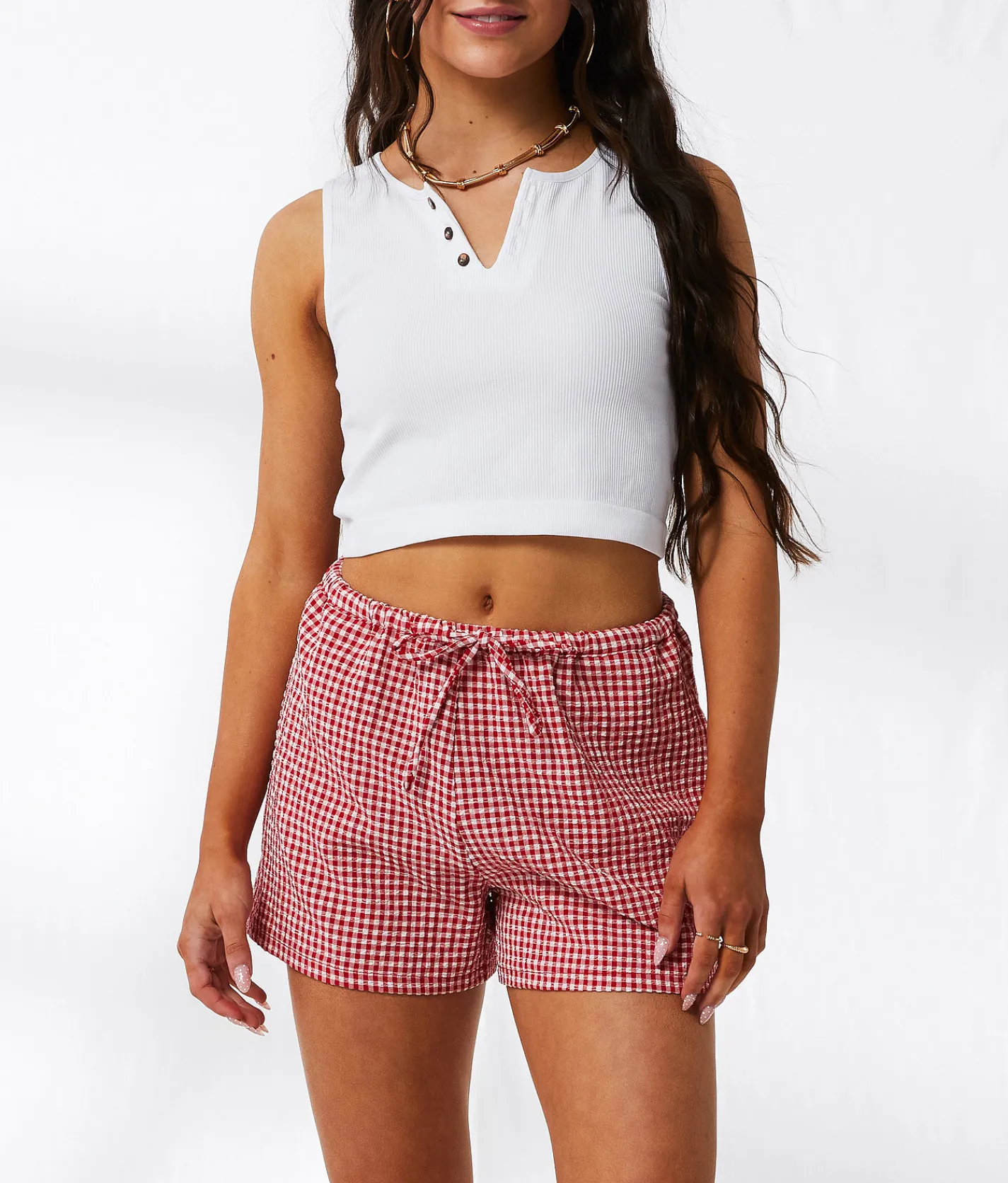 Bottoms|Shorts | 33 Coastal Gingham Stretch Boxer Short Red White