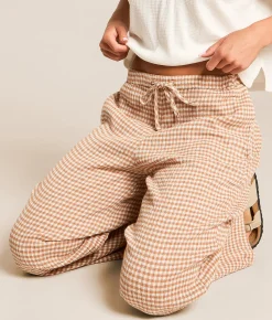 Billabong Gingham Wanderer Wide Leg Pant Sugar Almond Clearance
