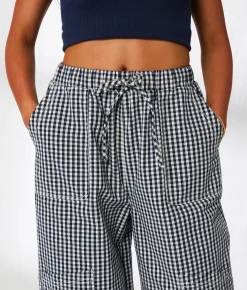 Bottoms | 33 Coastal Gingham Wide Leg Utility Pant Mood Indigo Gingham