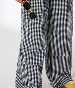Bottoms | 33 Coastal Gingham Wide Leg Utility Pant Mood Indigo Gingham