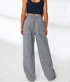 Bottoms | 33 Coastal Gingham Wide Leg Utility Pant Mood Indigo Gingham