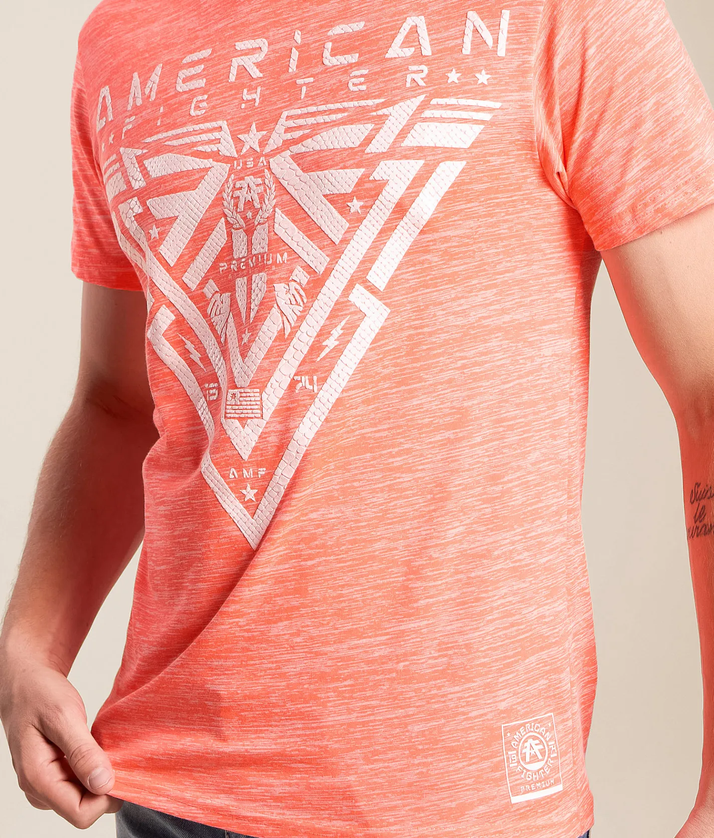 Tops|Graphic T-Shirts | American Fighter Glenside T-Shirt Dark Coral