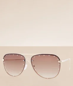 BKE Glitz Aviator Sunglasses Gold Discount