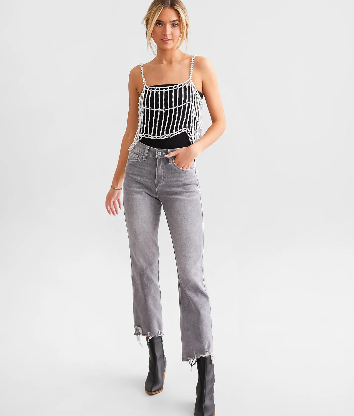 Tops | Endless Blu Glitz Cropped Tank Top White