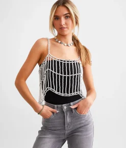 Tops | Endless Blu Glitz Cropped Tank Top White