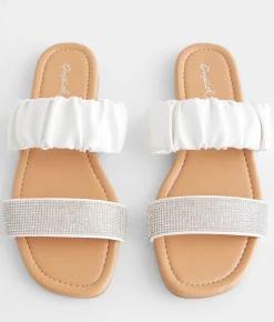 Qupid Glitz Double Strap Sandal White Discount