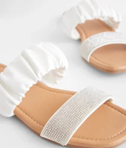 Qupid Glitz Double Strap Sandal White Discount