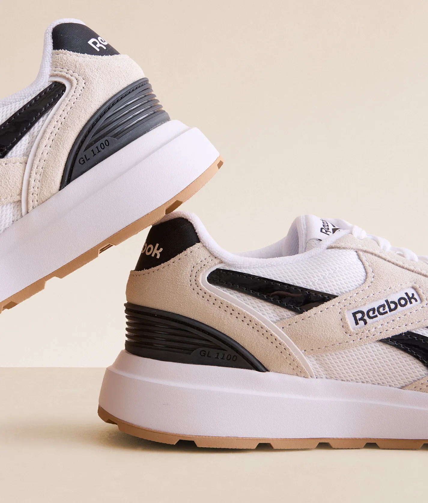 Reebok® GL1100 Leather Sneaker White White Black Discount