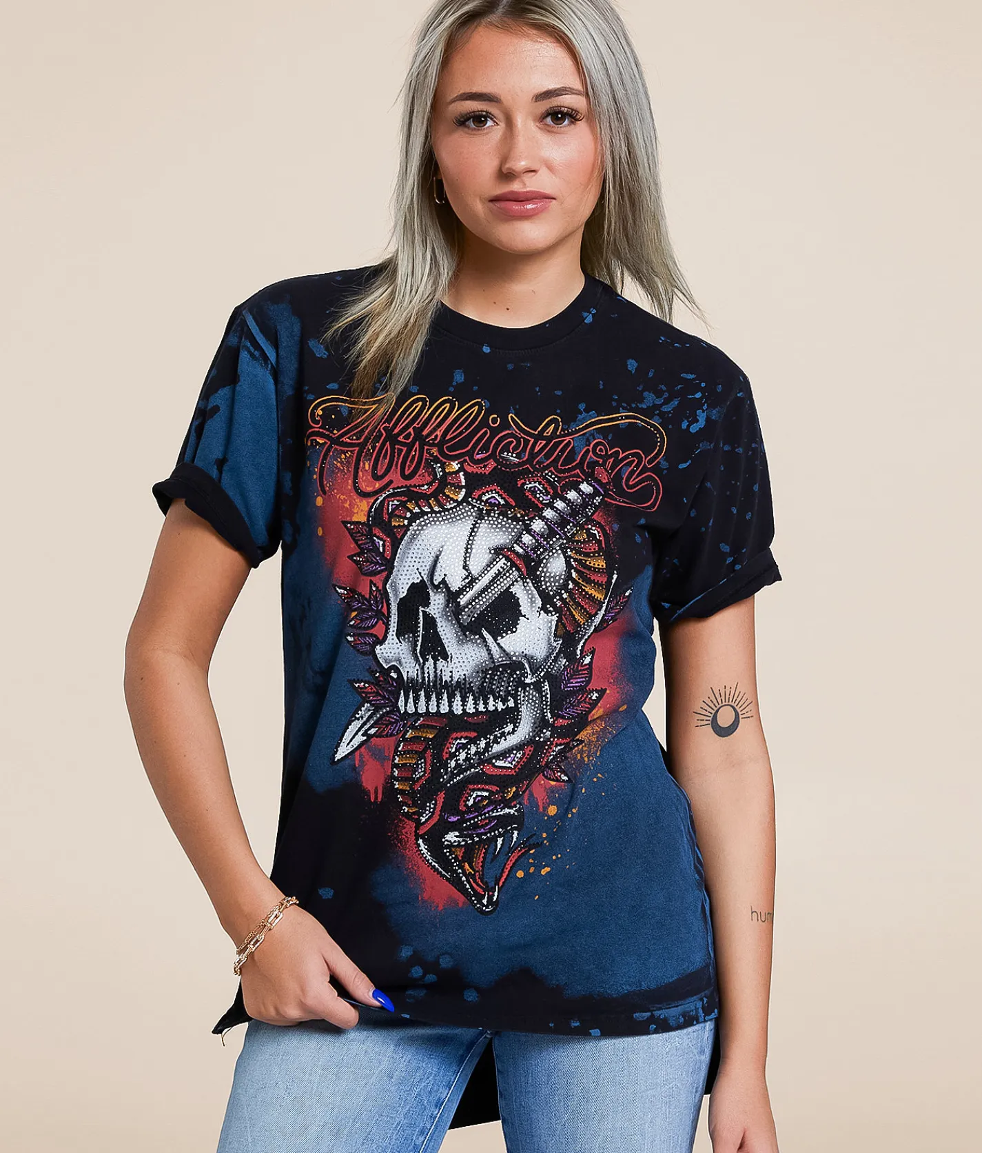 Tops | Affliction Glory Trust Oversized T-Shirt Black