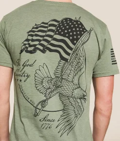 Tops|Graphic T-Shirts | Howitzer God & Country T-Shirt Olive Heather