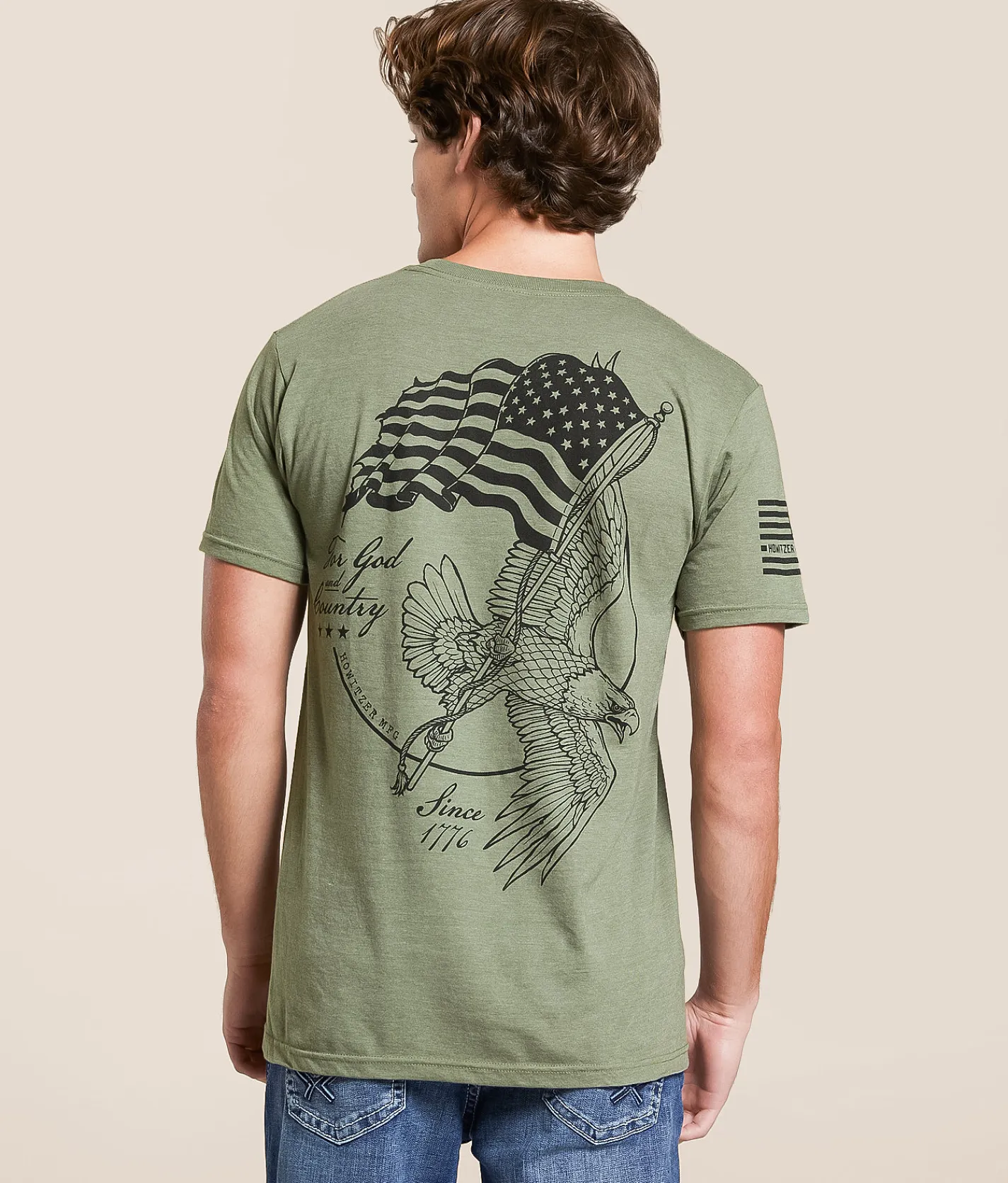 Tops|Graphic T-Shirts | Howitzer God & Country T-Shirt Olive Heather