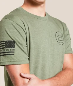 Tops|Graphic T-Shirts | Howitzer God & Country T-Shirt Olive Heather