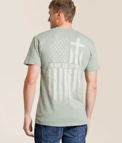 Tops|Graphic T-Shirts | Howitzer God & Country T-Shirt Sea Grass