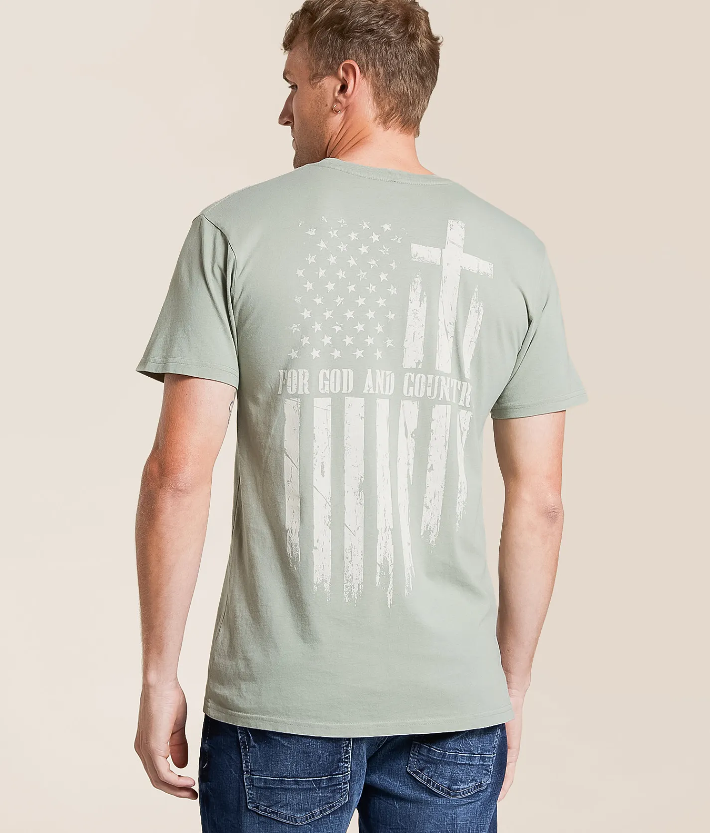 Tops|Graphic T-Shirts | Howitzer God & Country T-Shirt Sea Grass