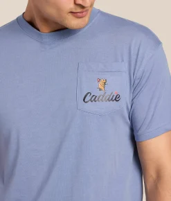 Caddie Golden Golfer T-Shirt Washed Denim