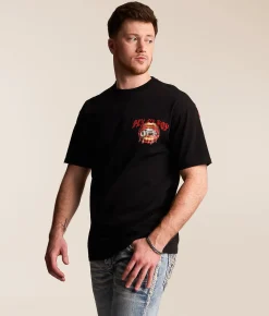 Tops|Graphic T-Shirts | FLY by Popularity Golden Lips Oversized T-Shirt Black
