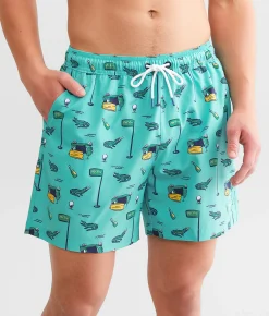 Bottoms|Swimwear | Old Row Golf Stretch Swim Trunks Teal