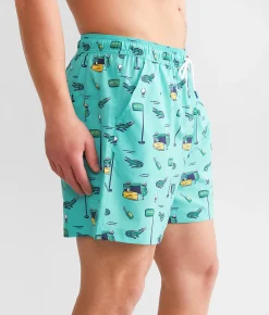Bottoms|Swimwear | Old Row Golf Stretch Swim Trunks Teal