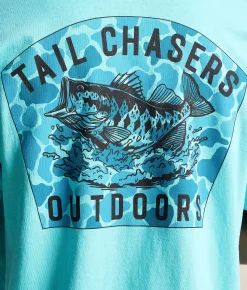 Tail Chasers Club Gone Fishing T-Shirt Lagoon Pigment Dye Hot