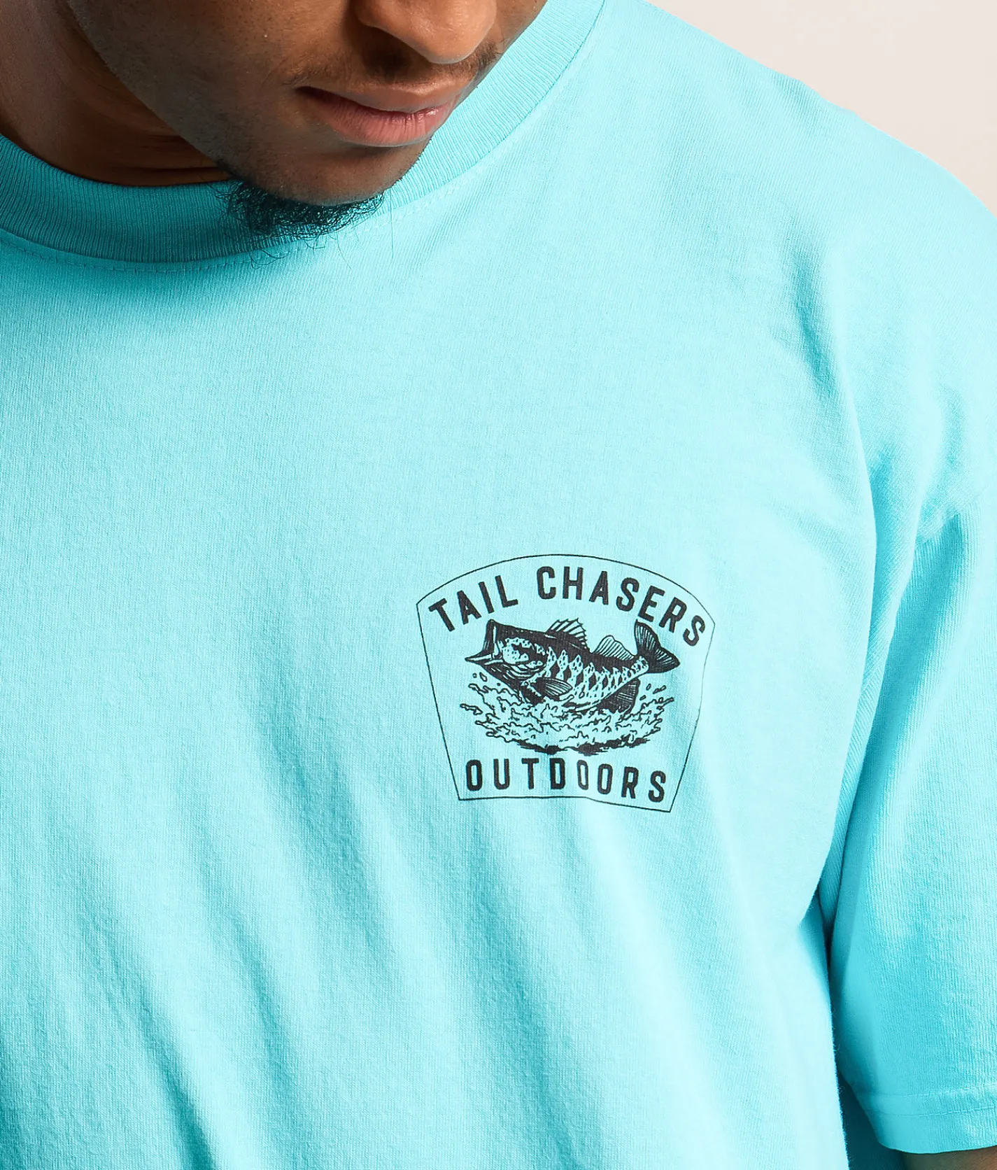 Tail Chasers Club Gone Fishing T-Shirt Lagoon Pigment Dye Hot