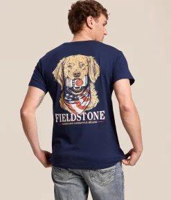 Tops|Graphic T-Shirts | Fieldstone Good Boy T-Shirt Washed Navy