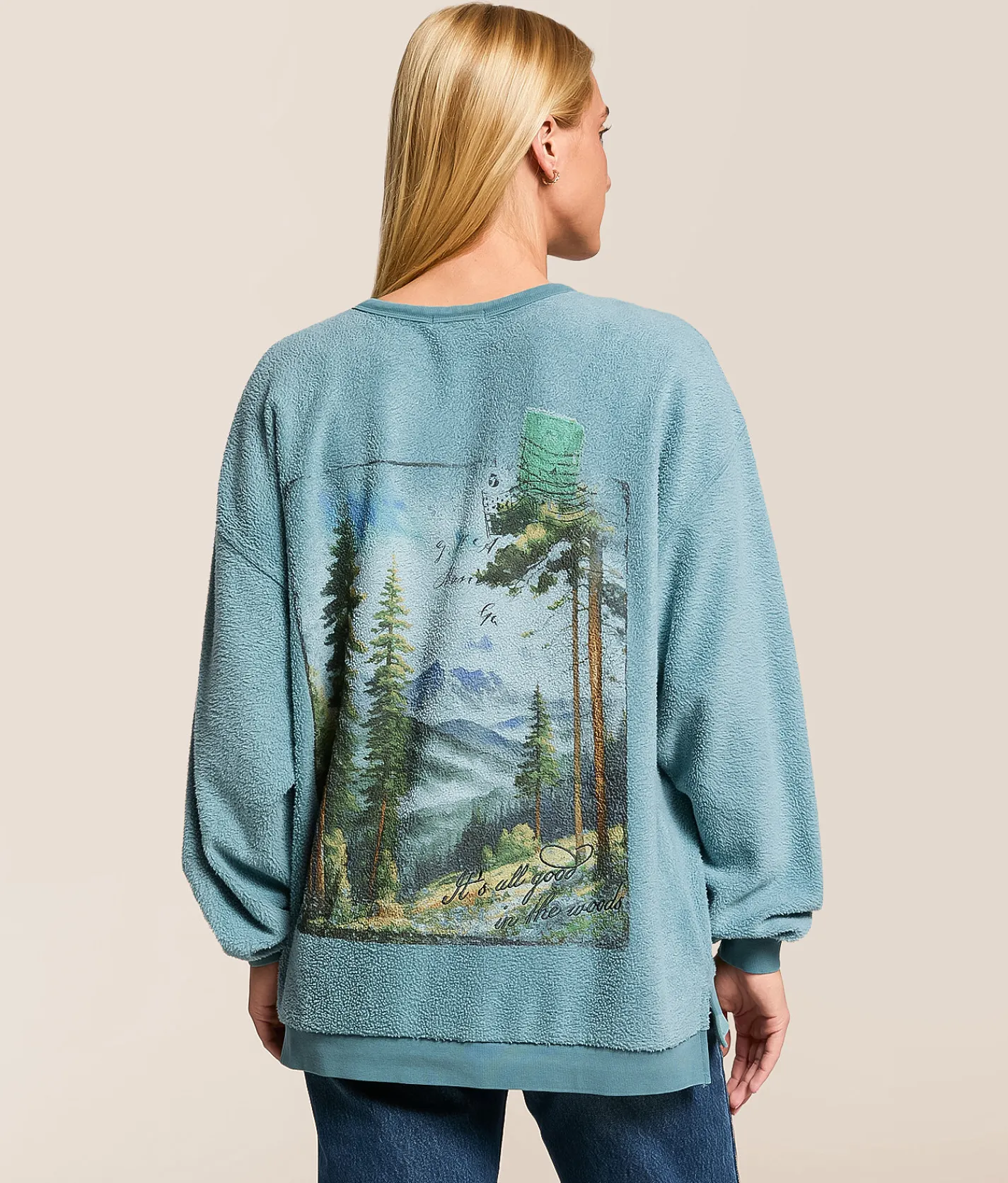 Tops | Modish Rebel Good In The Woods Oversized Pullover Washed Blue