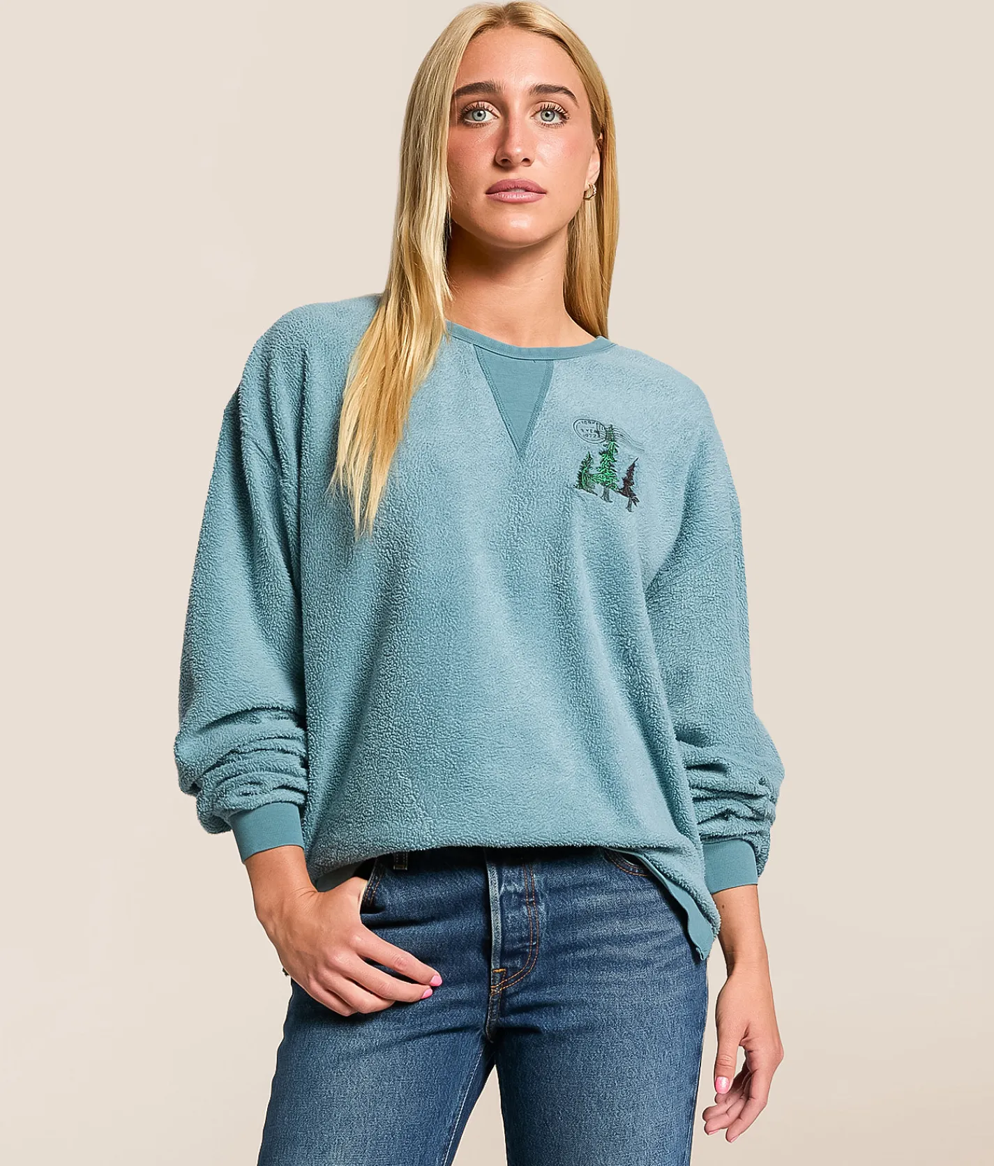 Tops | Modish Rebel Good In The Woods Oversized Pullover Washed Blue