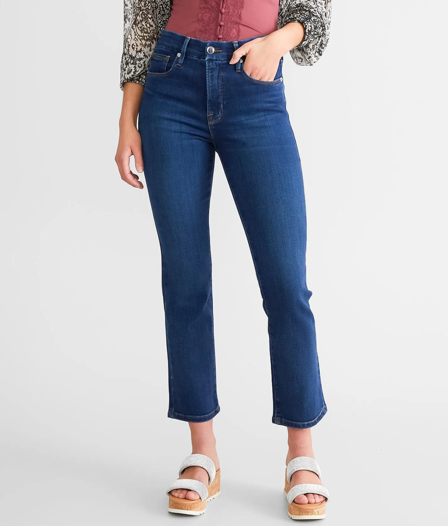 GOOD AMERICAN Good Legs High Rise Straight Stretch Jean Blue 004 Online