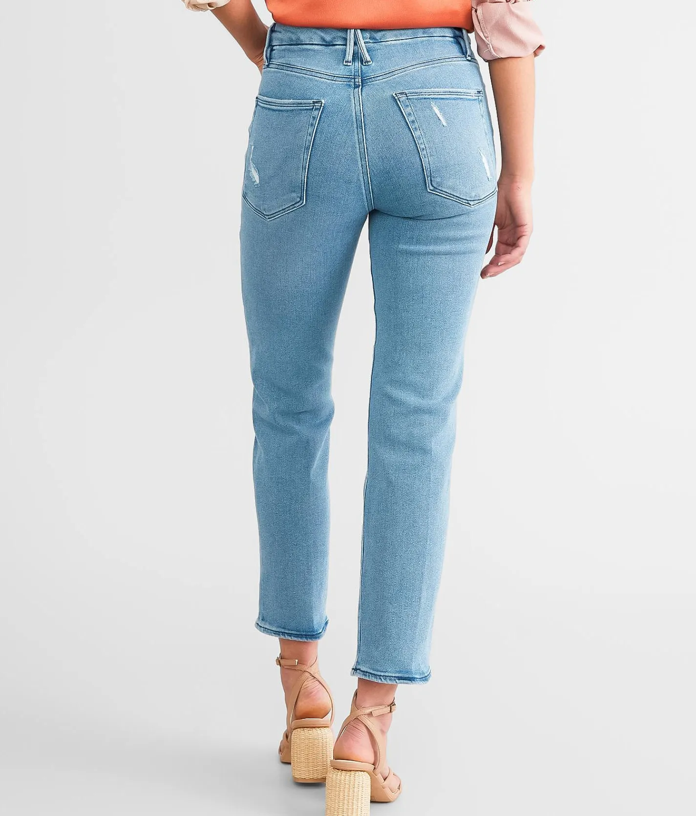 GOOD AMERICAN Good Legs High Rise Straight Stretch Jean Blue 449 Sale