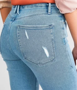 GOOD AMERICAN Good Legs High Rise Straight Stretch Jean Blue 449 Sale