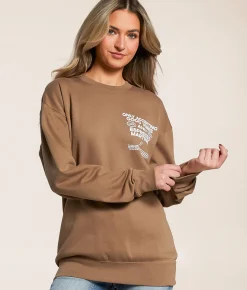 Tops | Southern Bliss Good Vibes Only Oversized Pullover Brown