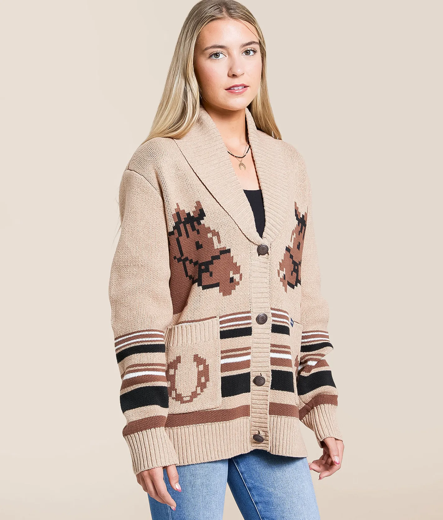 Tops | Wrangler® Grandpa Western Cardigan Sweater Brown