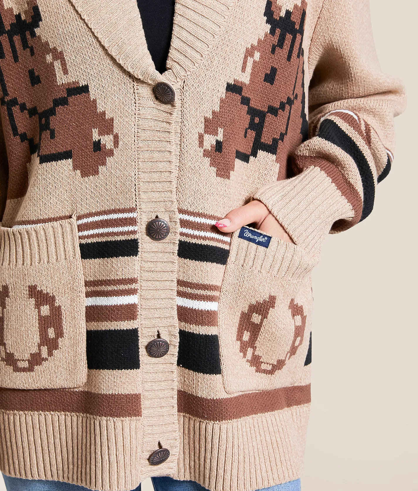 Tops | Wrangler® Grandpa Western Cardigan Sweater Brown