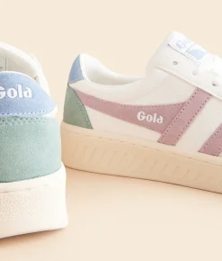 Shoes|Activewear | Gola® Grandslam Trident Leather Sneaker White Pastel Pink Iceberg