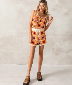 33 Coastal Granny Square Short Red Orange Online