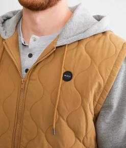 RVCA Grant Hooded Puffer Jacket Camel Clearance