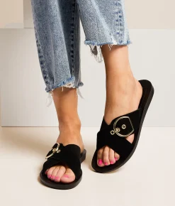 Shoes | Soda Graphics Big Buckle Sandal All Black