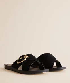 Shoes | Soda Graphics Big Buckle Sandal All Black