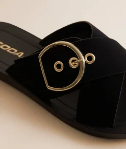 Shoes | Soda Graphics Big Buckle Sandal All Black