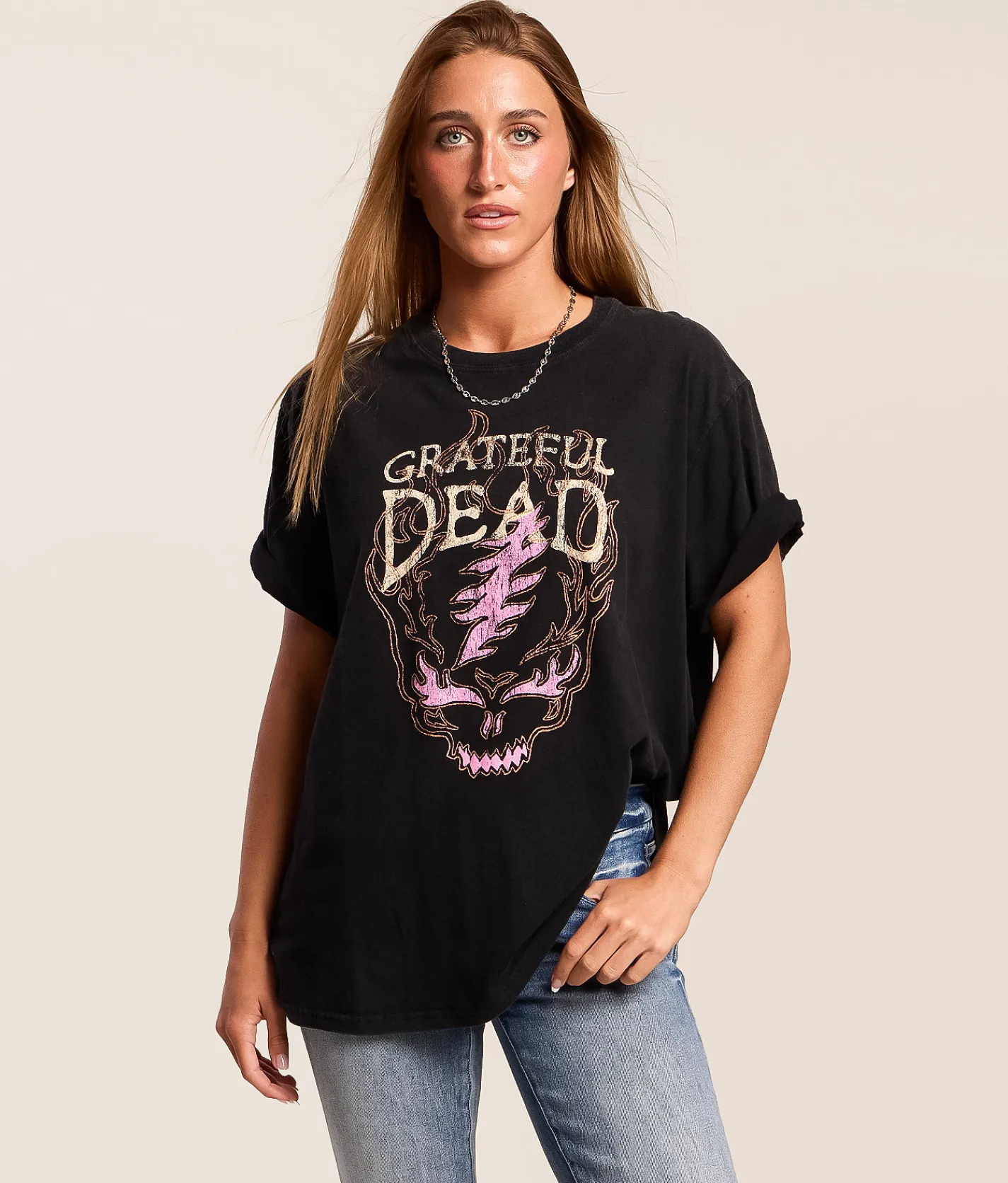 Tops | Life Clothing Grateful Dead Oversized Band T-Shirt Washed Black