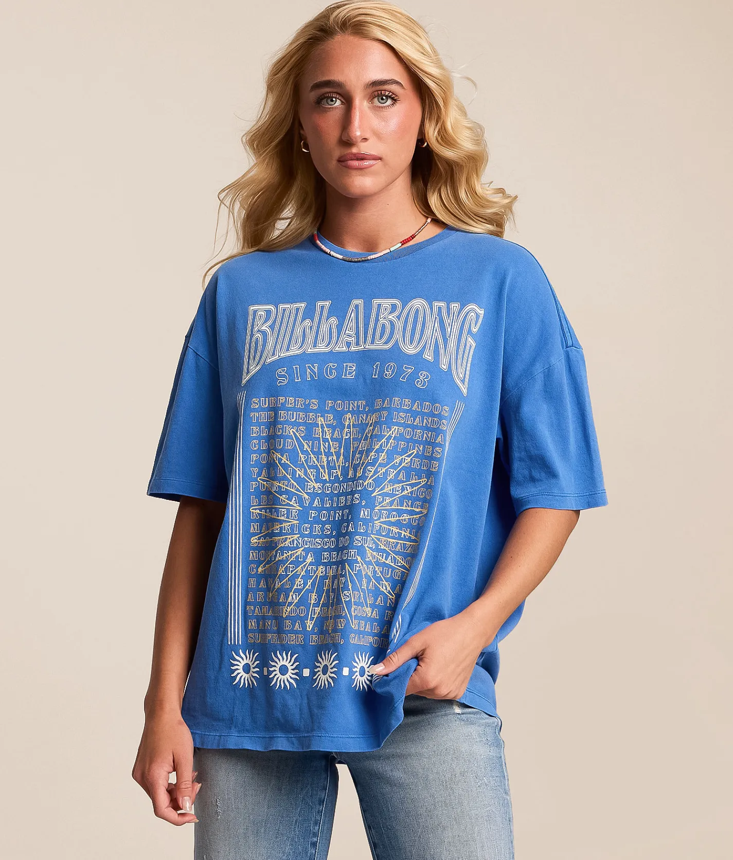 Tops | Billabong Greatest Waves Oversized T-Shirt True Blue